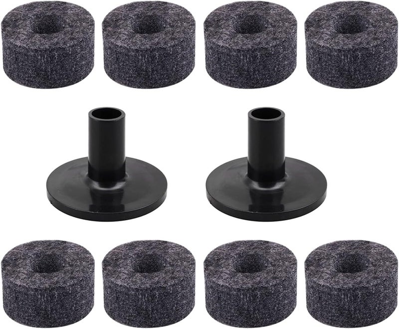 NUEAYMS 8 Pieces Cymbal Stand Felt Washer And 2 Pieces Plastic Drum Cymbal Stand Sleeves Replacement Black/Gray Cymbal Stand Sleeves - Image 5